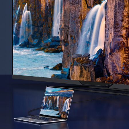 MOCNY KABEL PRZEWÓD BASEUS HDMI do HDMI 2.1 8K 60Hz UHD 3D 48GB eARC HDR 2m