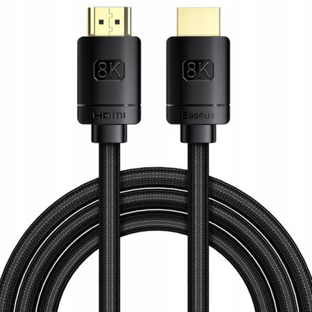 MOCNY KABEL PRZEWÓD BASEUS HDMI do HDMI 2.1 8K 60Hz UHD 3D 48GB eARC HDR 2m